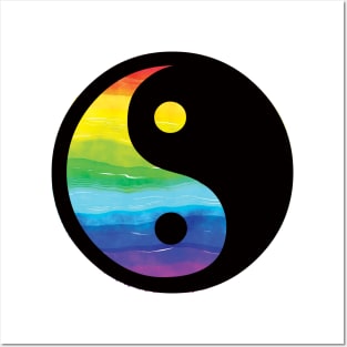 rainbow yin yang Posters and Art